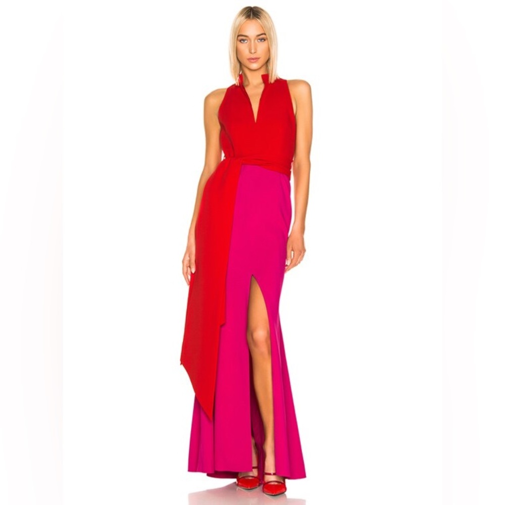 Brandon Maxwell Sleeveless Split-Neck Bicolor Dra… - image 4